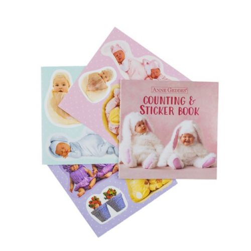 Лялька-пупс Anne Geddes Маленьке Зайченя з сумкою та стікерами 23 см Біла — превʼю 2