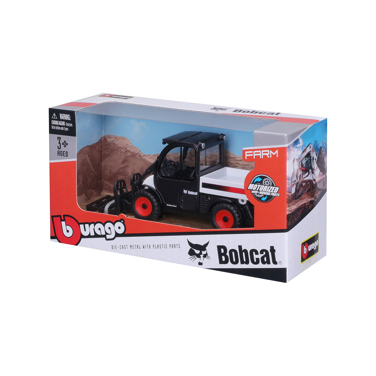 Навантажувач іграшковий Bburago Bobcat Toolcat 5600 10 см червоно-чорний — превʼю 10