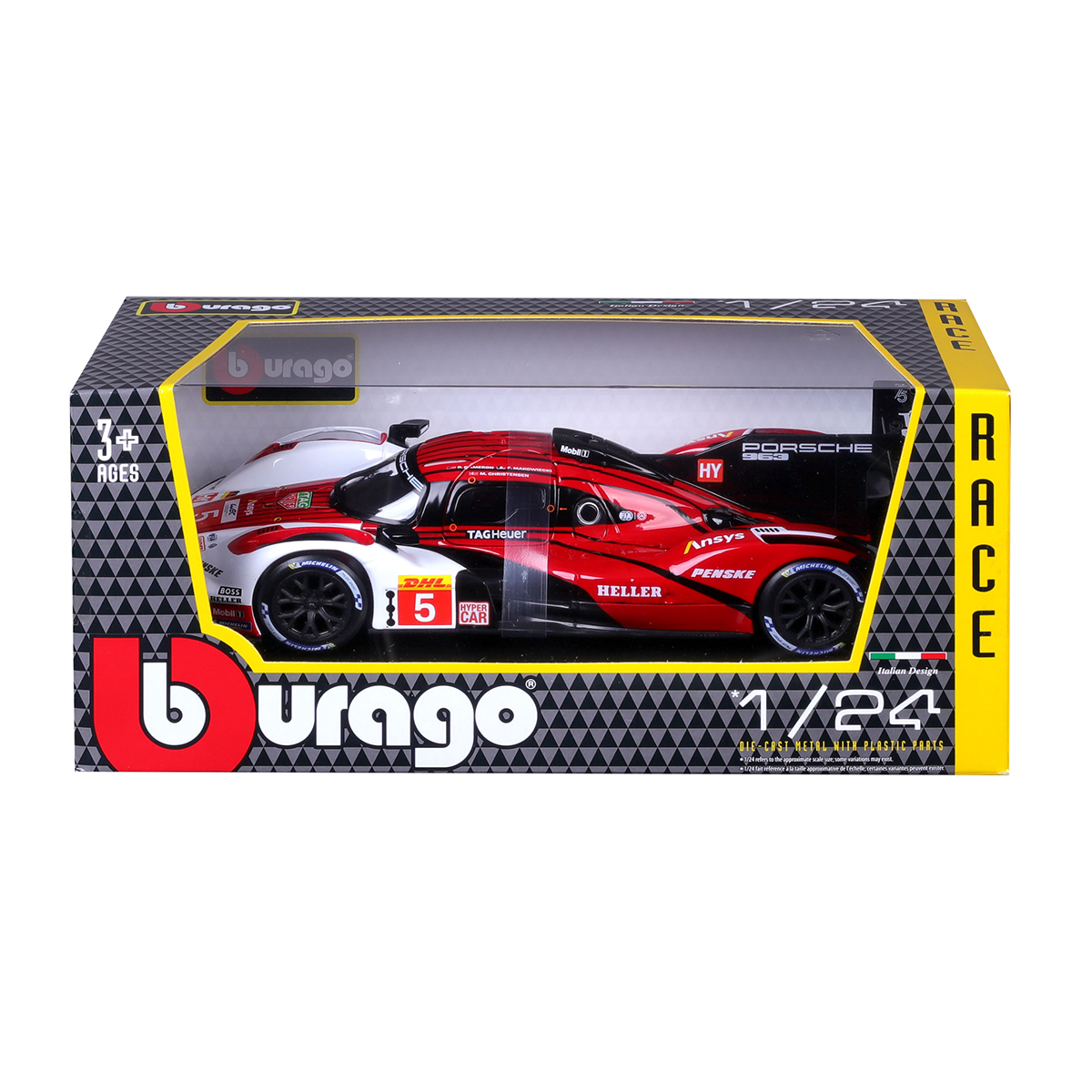 Автомодель Porsche 963 Bburago 1:24 металева Біло-червона — превʼю 20