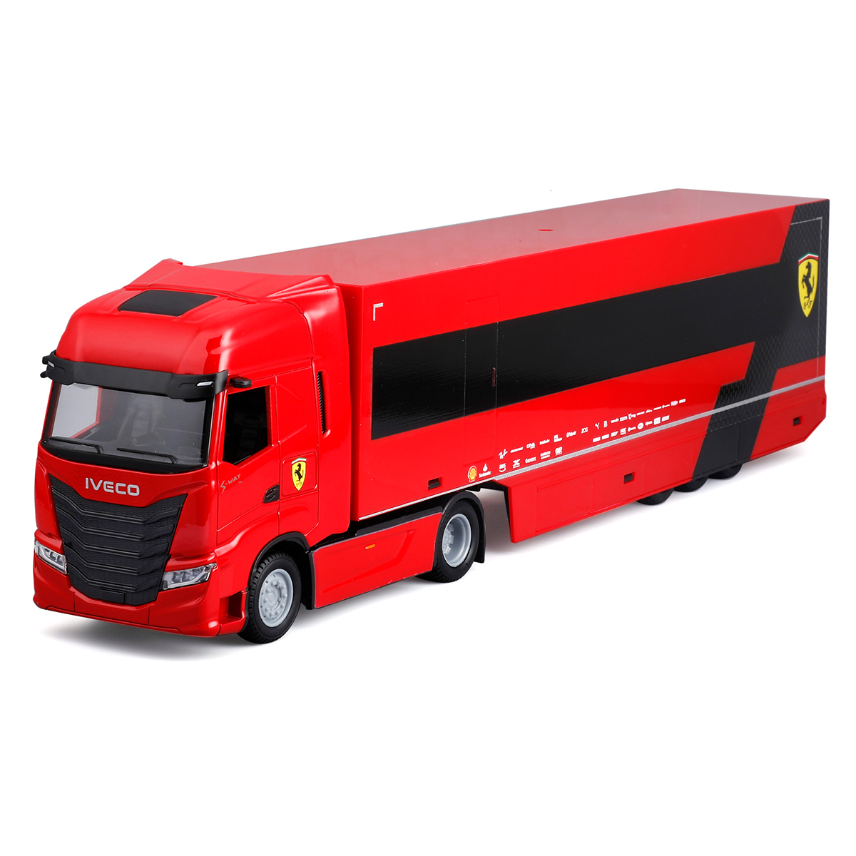 Ігровий набір Bburago Вантажівка-тягач Iveco S-Way та болід Ferrari SF-24 1:43 Червоний
