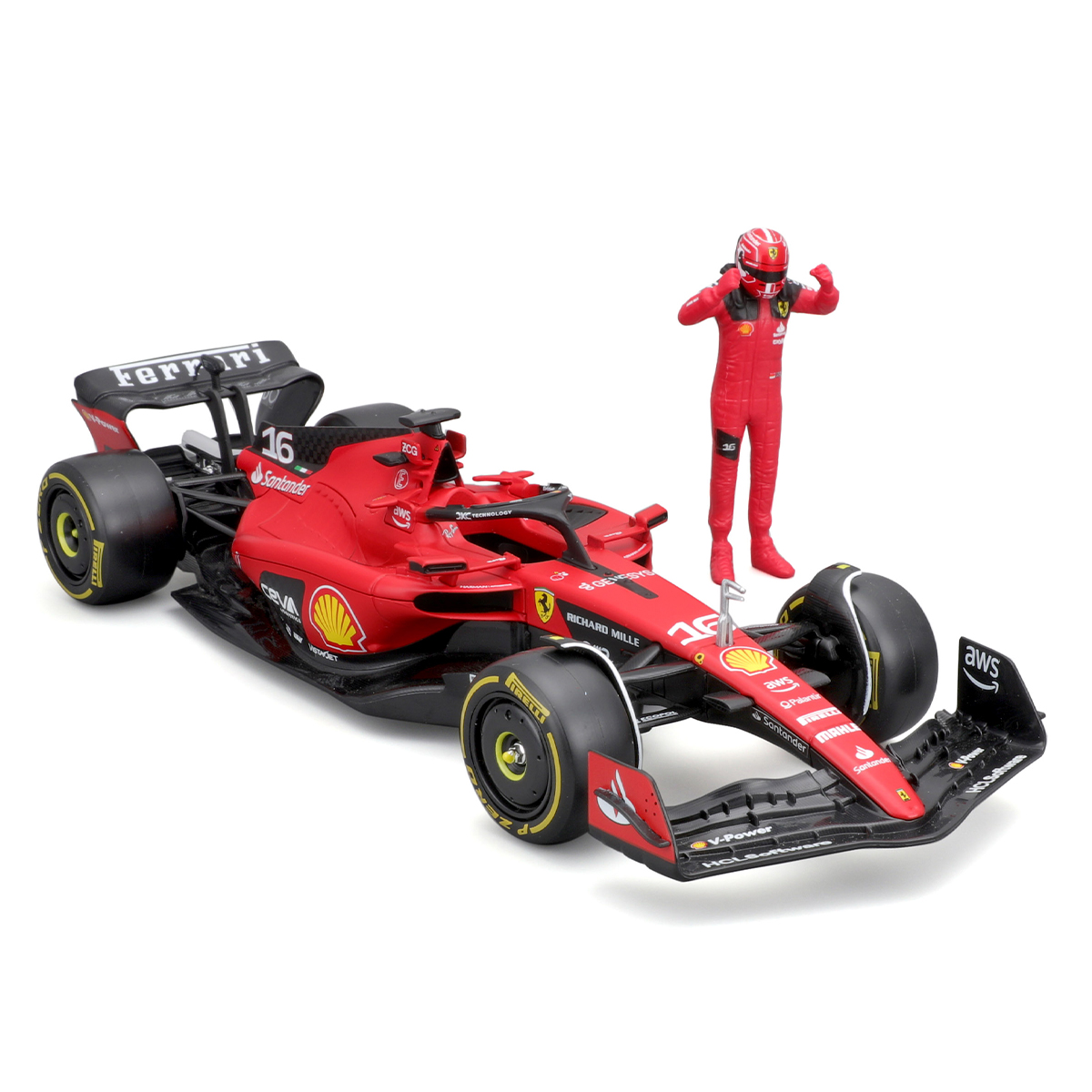 Автомодель Bburago Ferrari SF-23 з фігуркою гонщика 1:24 Червона — превʼю 16