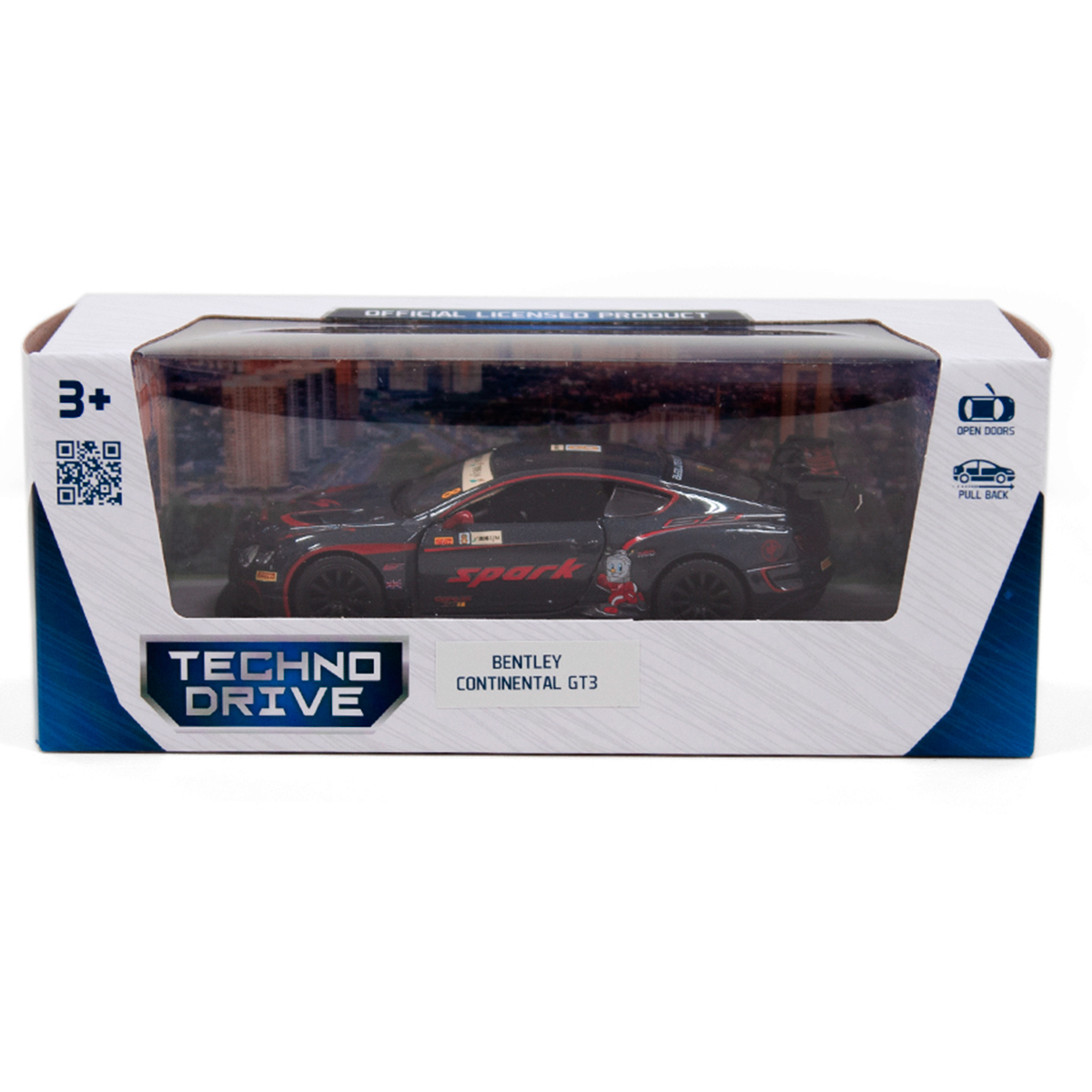 Автомодель Bentley Continental GT3 TechnoDrive металева з інерційним механізмом Чорна — превʼю 3