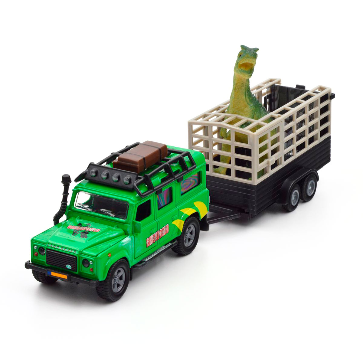 Ігровий набір Land Rover з причепом і динозавром TechnoDrive металевий 29 см — превʼю 14