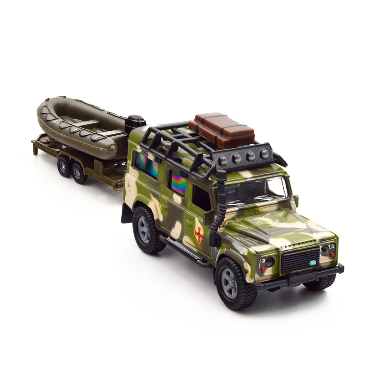 Ігровий набір військовий Land Rover Defender з човном TechnoDrive 27 см Зелений — превʼю 24