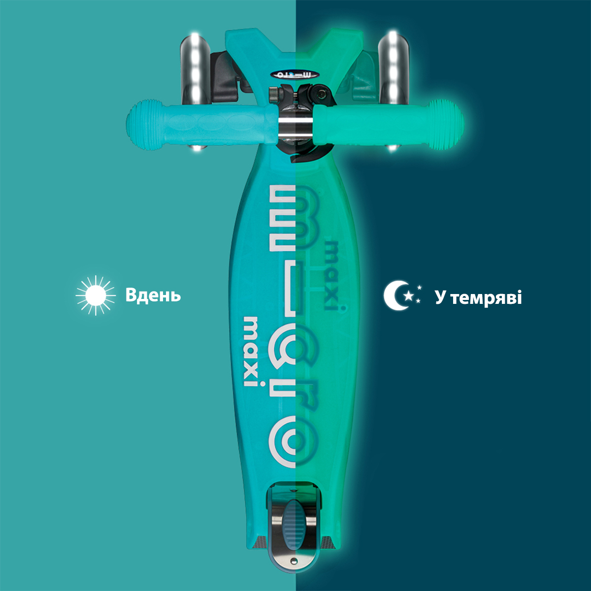 Самокат дитячий триколісний Micro Maxi Deluxe Glow LED з підсвіткою Бірюзовий — превʼю 16