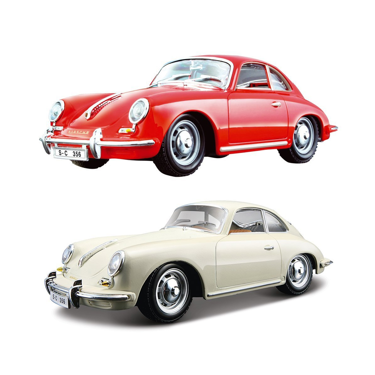 Автомодель Bburago Porsche 356B 1961 1:24 металева червона або слонова кістка — превʼю 22