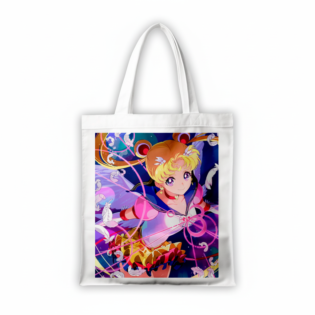 Сумка-шопер Сейлор Мун Sailor Moon 39x35 см біла з габардину 6731 — превʼю 2