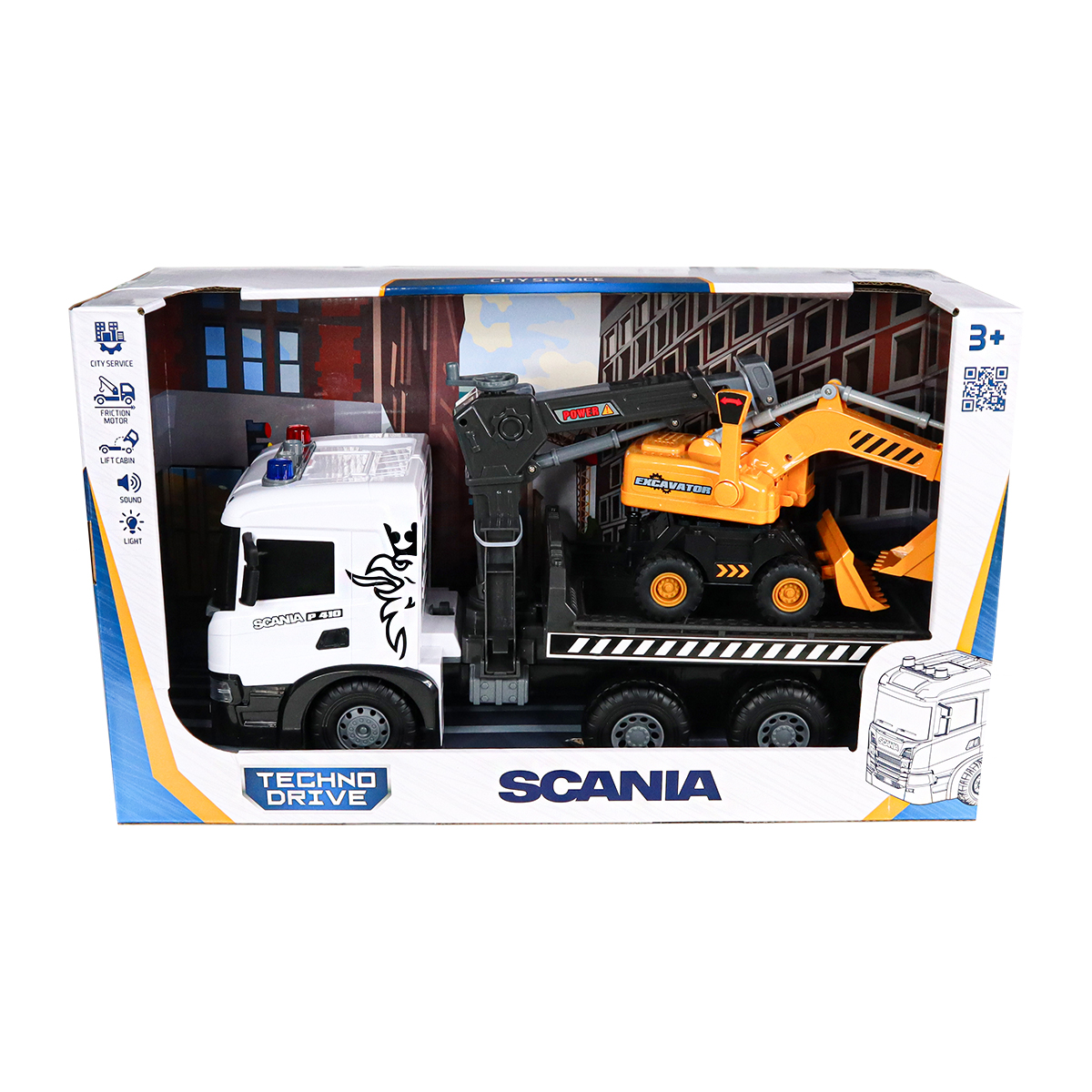 Ігровий набір автокран Scania з екскаватором TechnoDrive 48,5 см Жовтий — превʼю 18