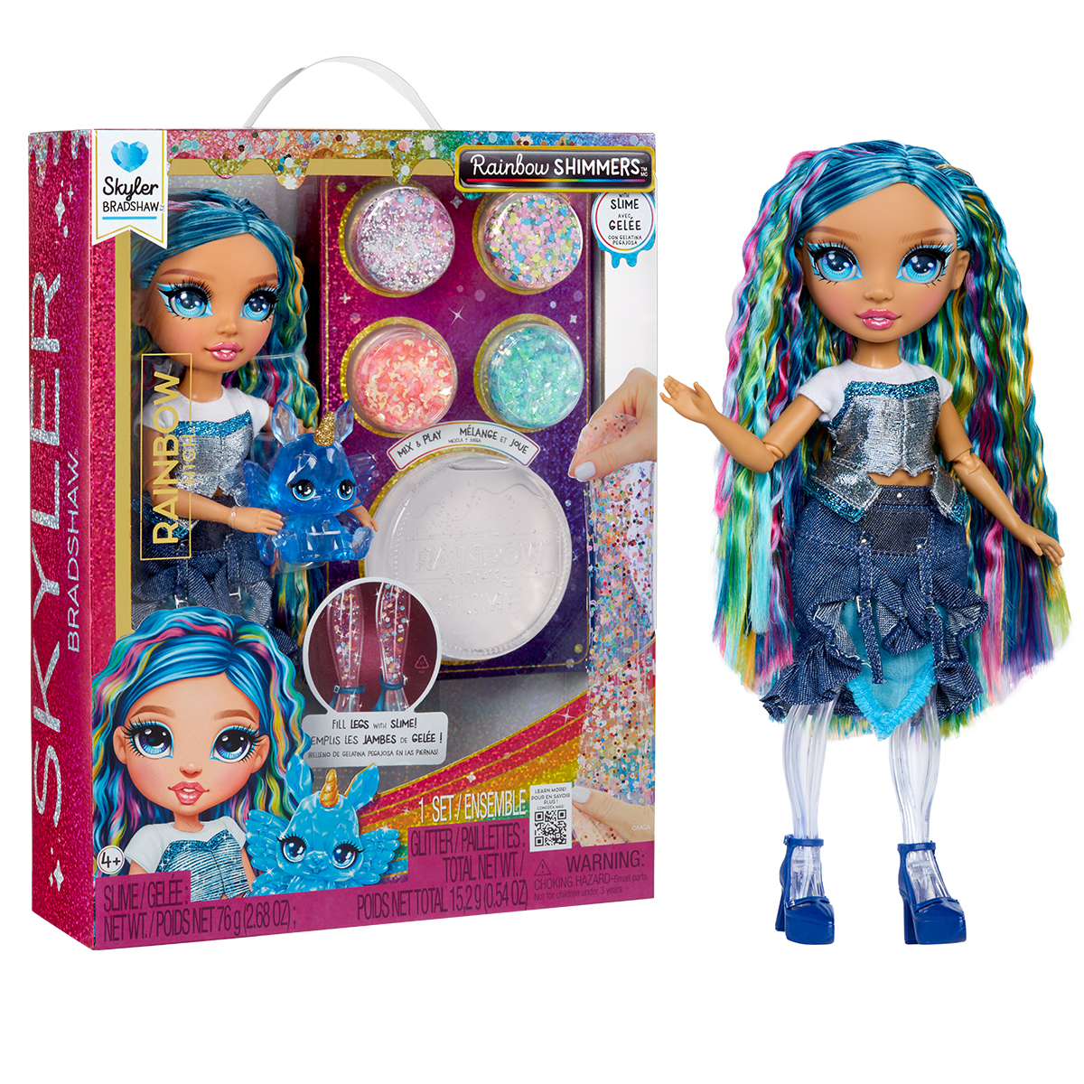Ігровий набір з лялькою Rainbow High серії Rainbow Shimmers Скайлер Блакитний — превʼю 11
