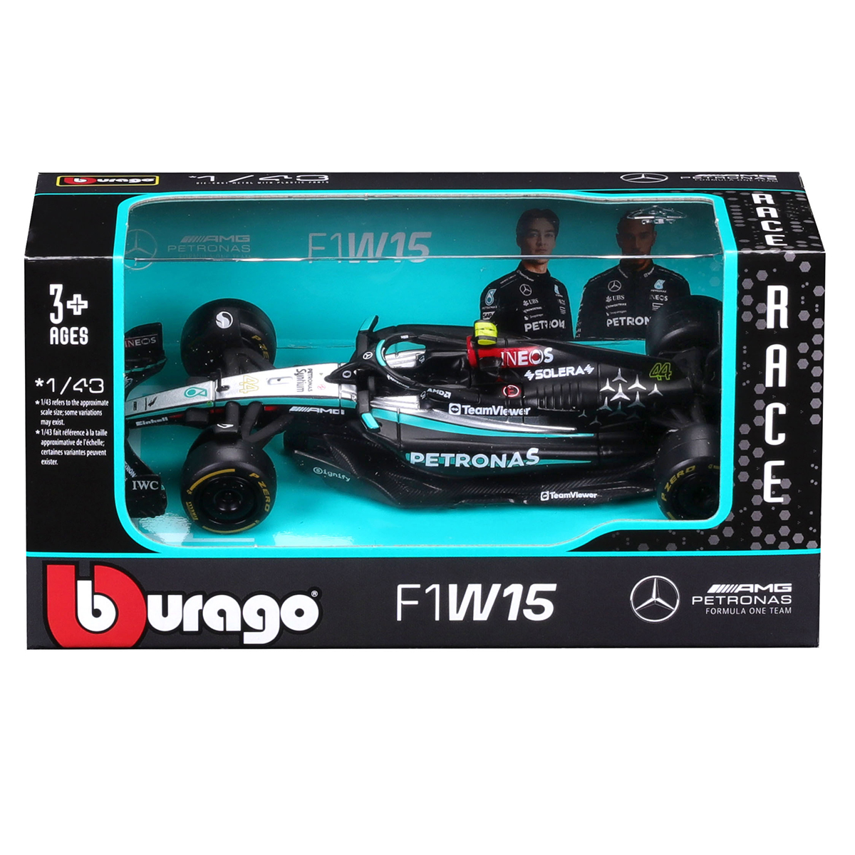 Колекційна модель Bburago Mercedes-AMG F1 W15 Performance 2024 1:43 — превʼю 18