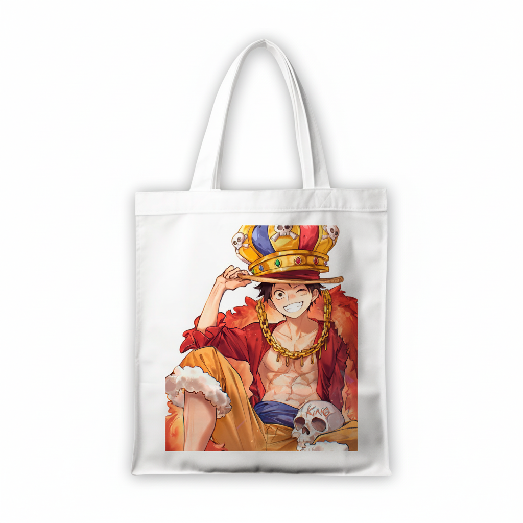 Сумка-шопер Ван Піс One Piece Монкі Д. Луффі 39x35 см біла з габардину 6653 — превʼю 2