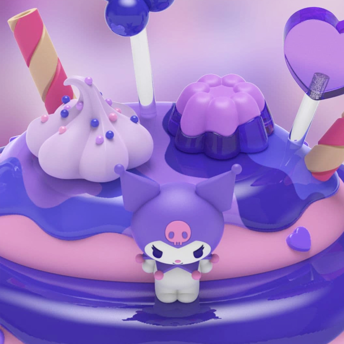 Колекційна фігурка Mighty Jaxx Kandyland Sanrio Куромі 12 см Фіолетовий — превʼю 12