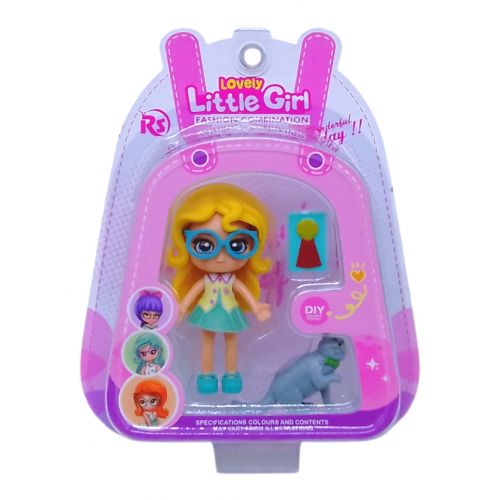 Лялька DreamMakers Little Girl 9 см з тваринкою та аксесуаром Жовта