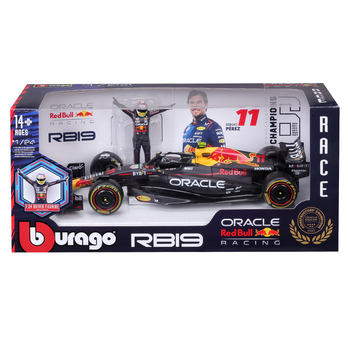 Автомодель Bburago Red Bull Racing RB19 з фігуркою 1:24 Чорна — превʼю 17