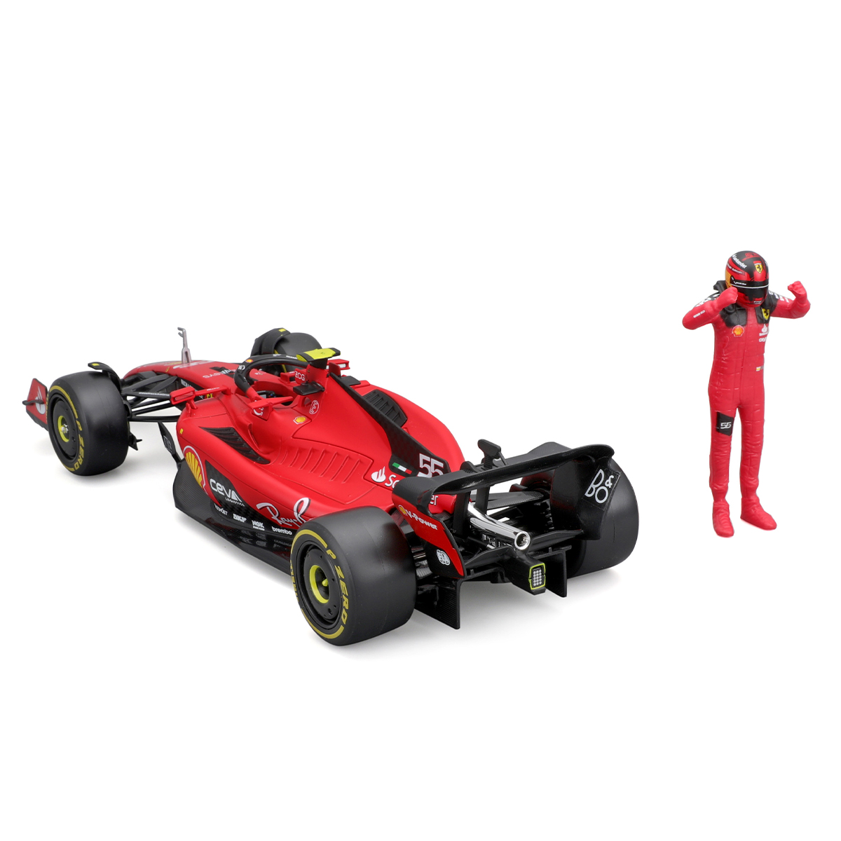 Автомодель Bburago Ferrari SF-23 з фігуркою гонщика 1:24 Червона — превʼю 20