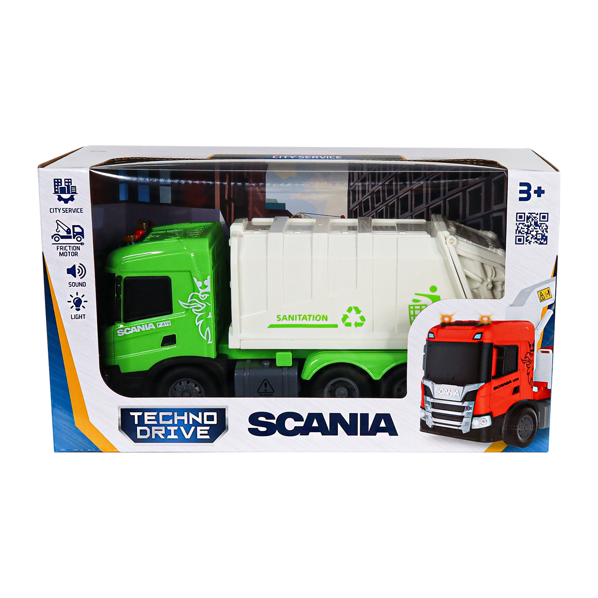 Автомодель TechnoDrive Big Truck Сміттєвоз Scania 28 см зі світлом та звуком — превʼю 4