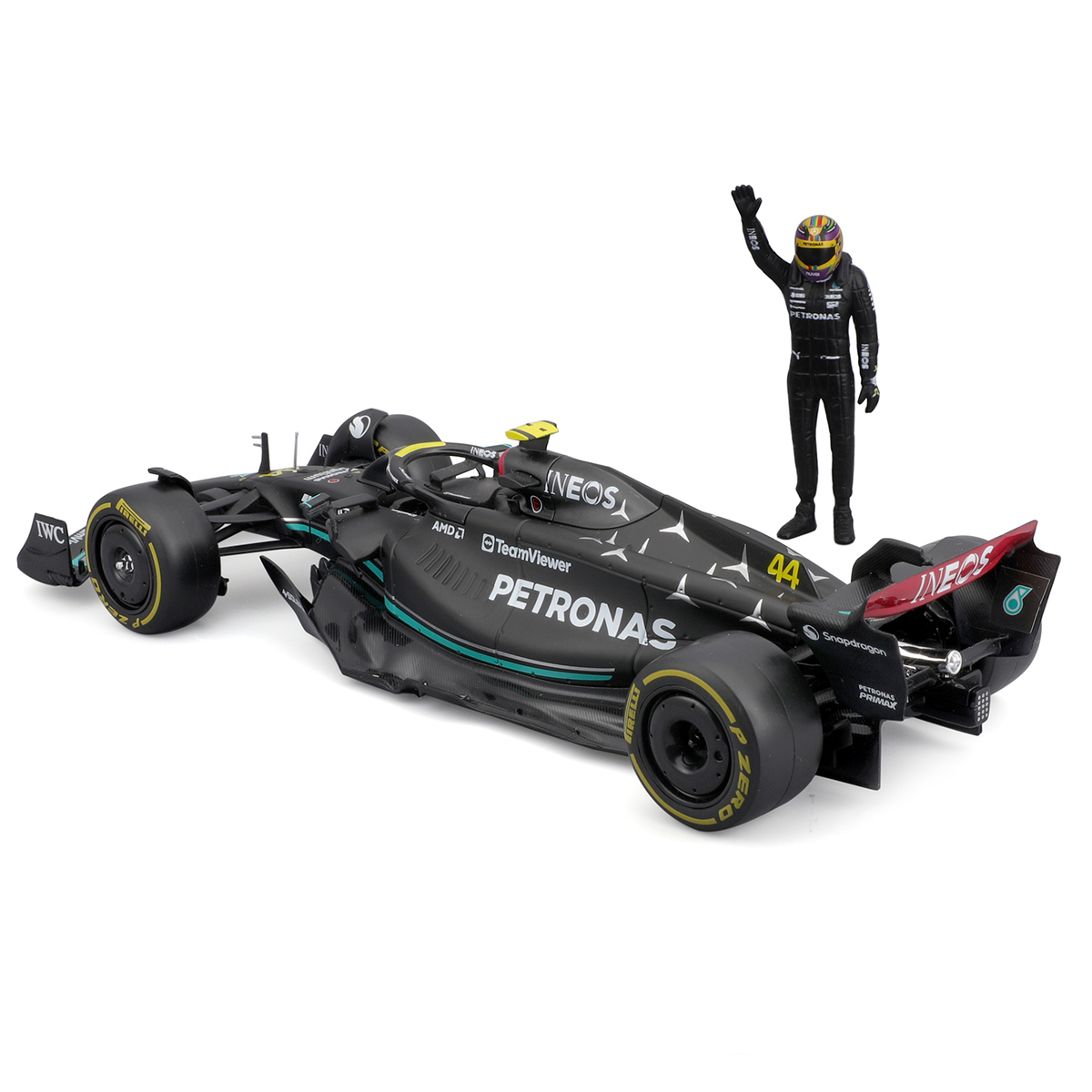 Автомодель Bburago Mercedes-AMG F1 W14 E Performance 1:24 з фігуркою Чорна — превʼю 17