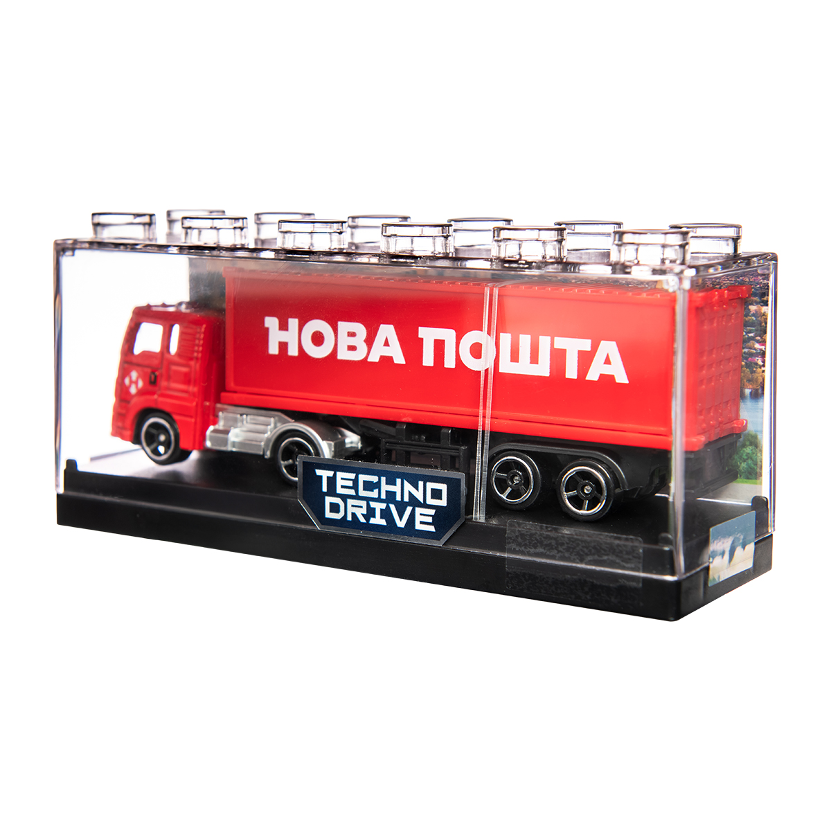 Фура Нова Пошта іграшкова Techno Drive 1:64 металева з дверима — превʼю 16
