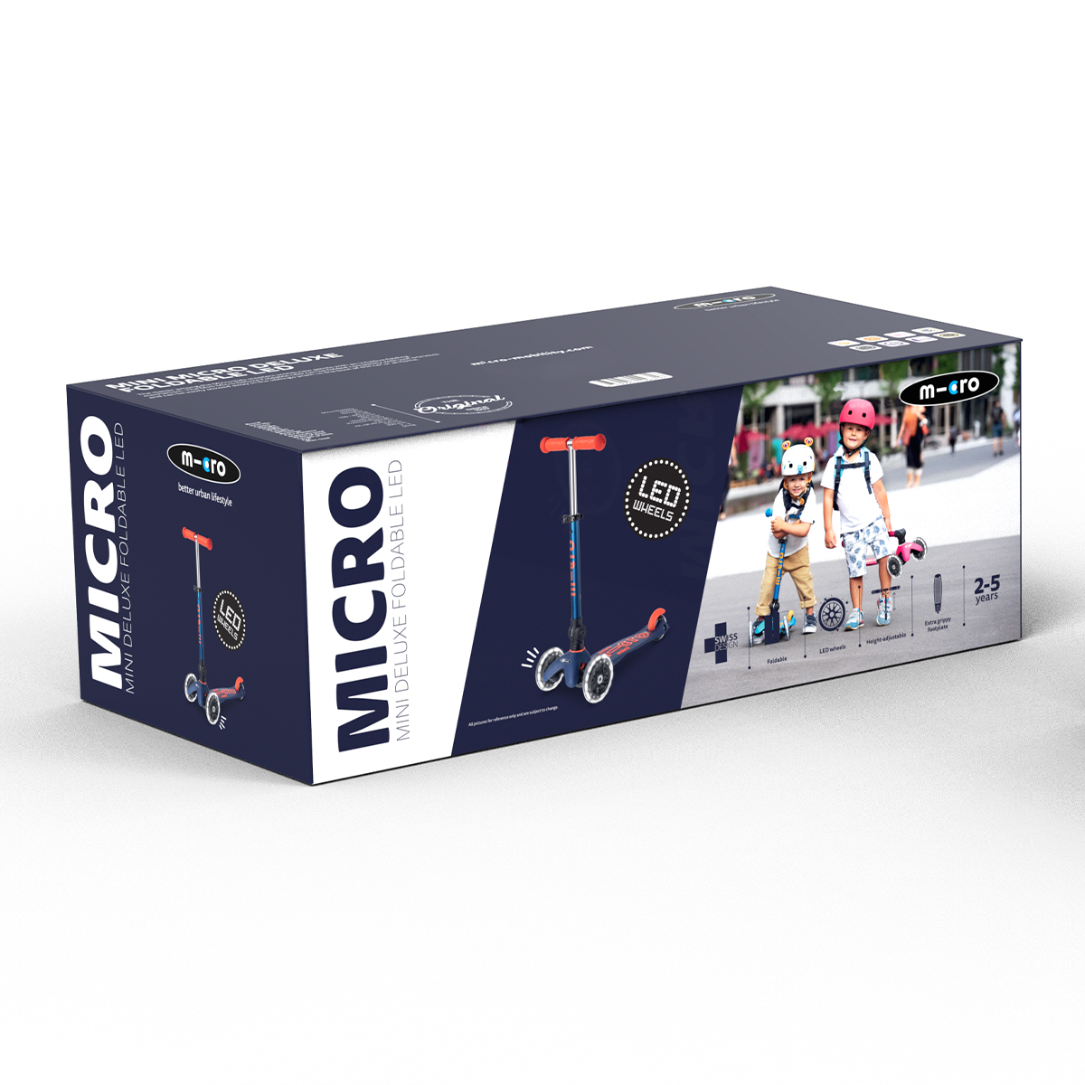 Самокат дитячий складний з підсвіткою коліс MICRO Mini Deluxe Foldable Синій — превʼю 14
