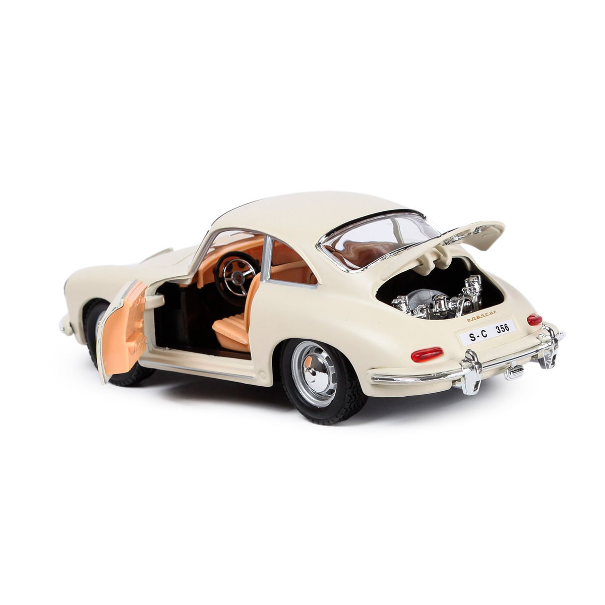 Автомодель Bburago Porsche 356B 1961 1:24 металева червона або слонова кістка — превʼю 21