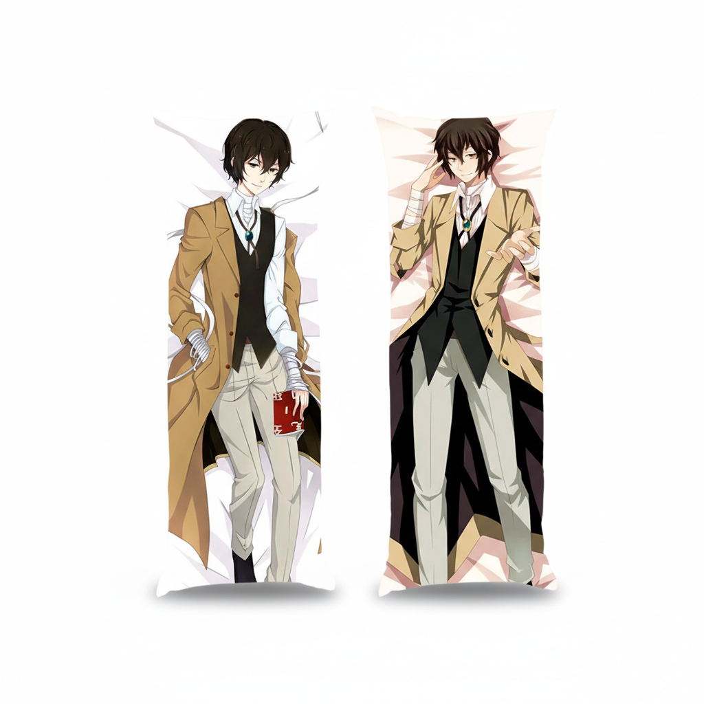 Подушка дакімакура Осаму Дадзай Osamu Dazai Бродячі пси літературні генії Bungou Stray Dogs 13х34 см — превʼю 5