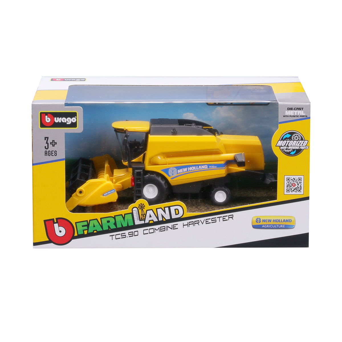 Зернозбиральний комбайн Bburago New Holland TC5.90 металевий 18 см Жовто-чорний — превʼю 15