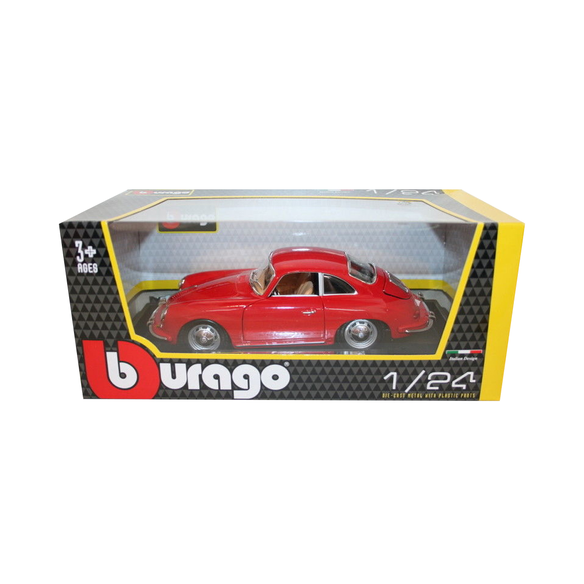Автомодель Bburago Porsche 356B 1961 1:24 металева червона або слонова кістка — превʼю 13