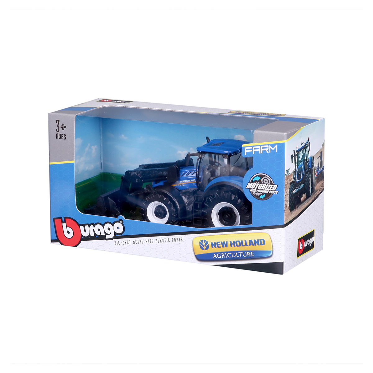 Трактор Bburago New Holland T7.315 з фронтальним навантажувачем 1:32 Синій — превʼю 12
