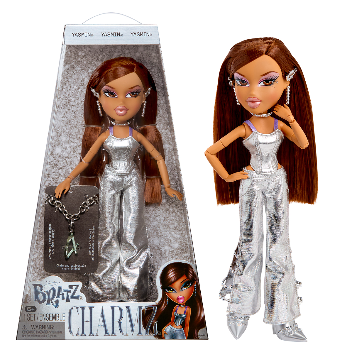 Ігровий набір лялька Bratz Charmz Ясмін з браслетом 25 см Сріблястий — превʼю 11