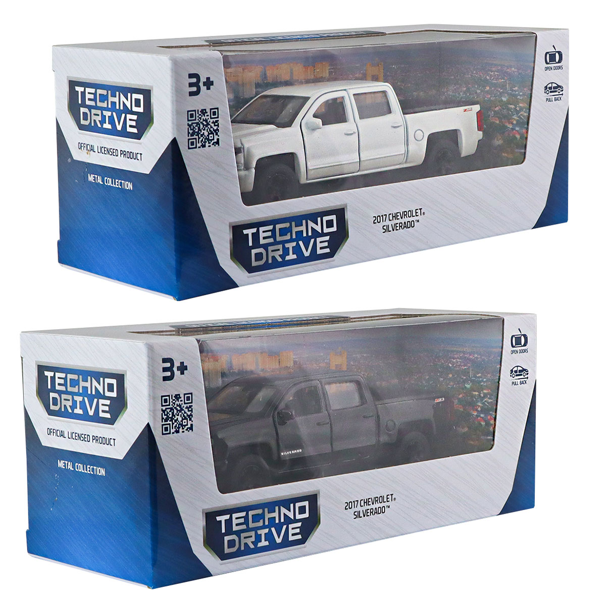 Автомодель Chevrolet Silverado 2017 Techno Drive 1:43 металева з pull-back механізмом Біла — превʼю 23