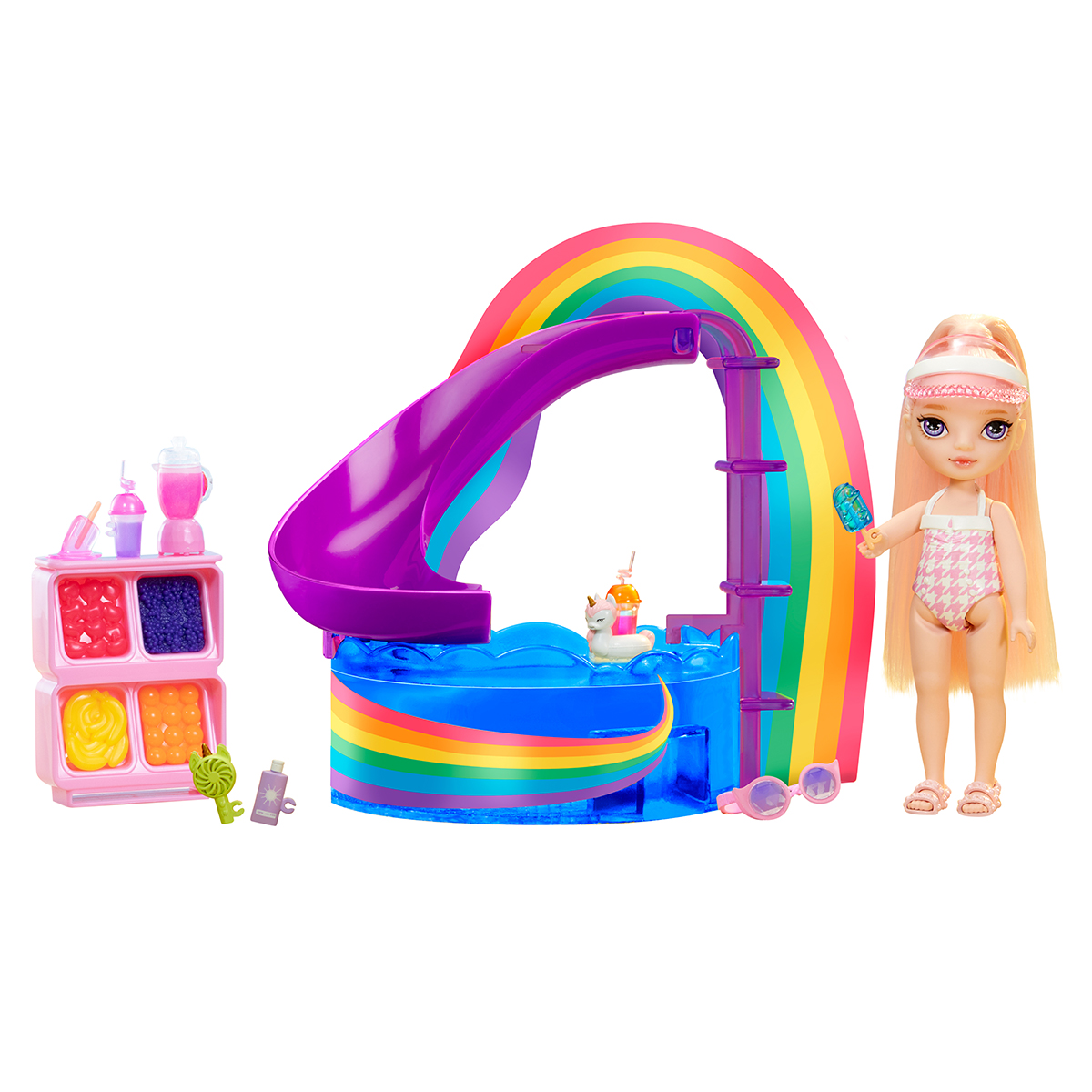 Ігровий набір Rainbow High Littles Веселкове свято в басейні з лялькою Блаш 15 см — превʼю 18