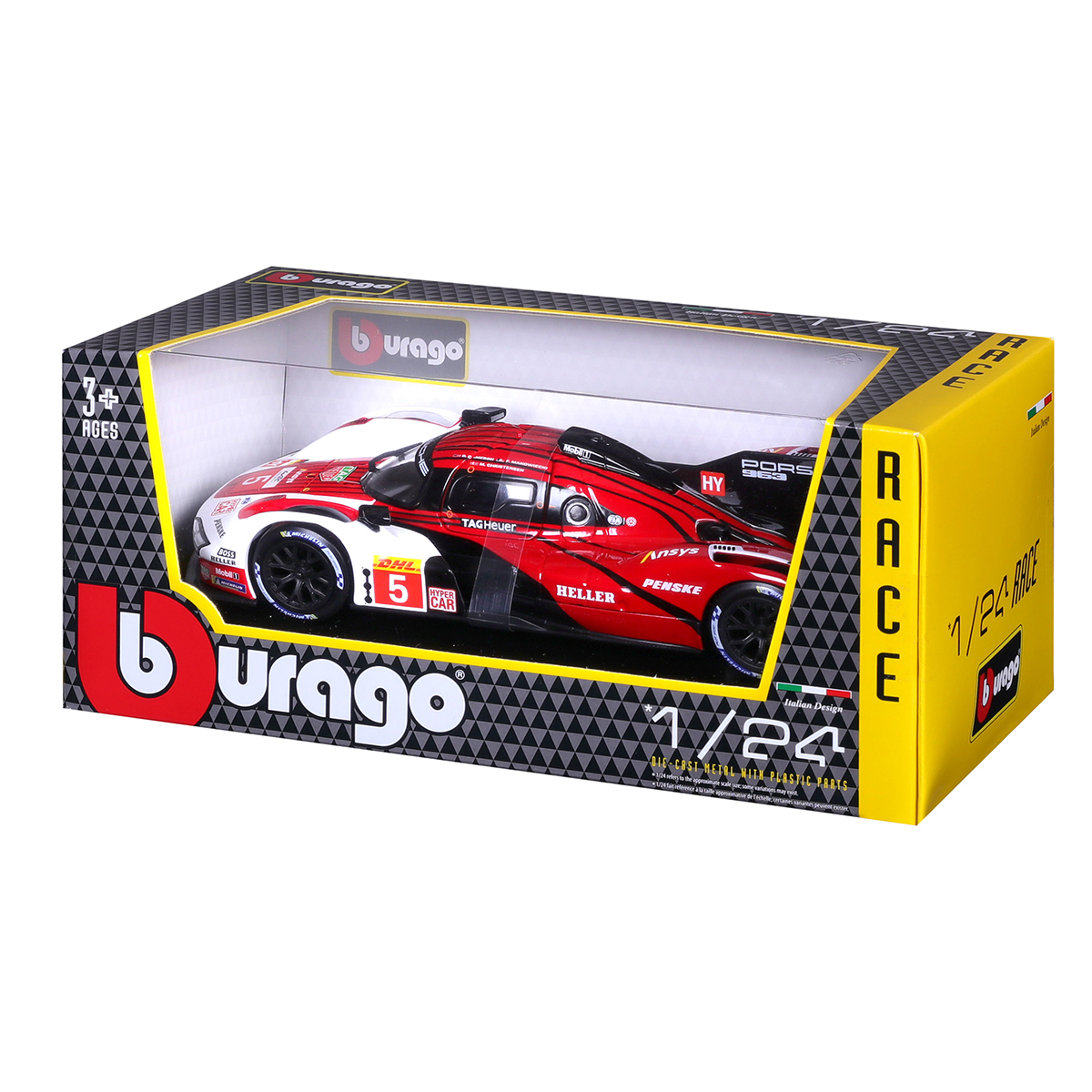 Автомодель Porsche 963 Bburago 1:24 металева Біло-червона — превʼю 19