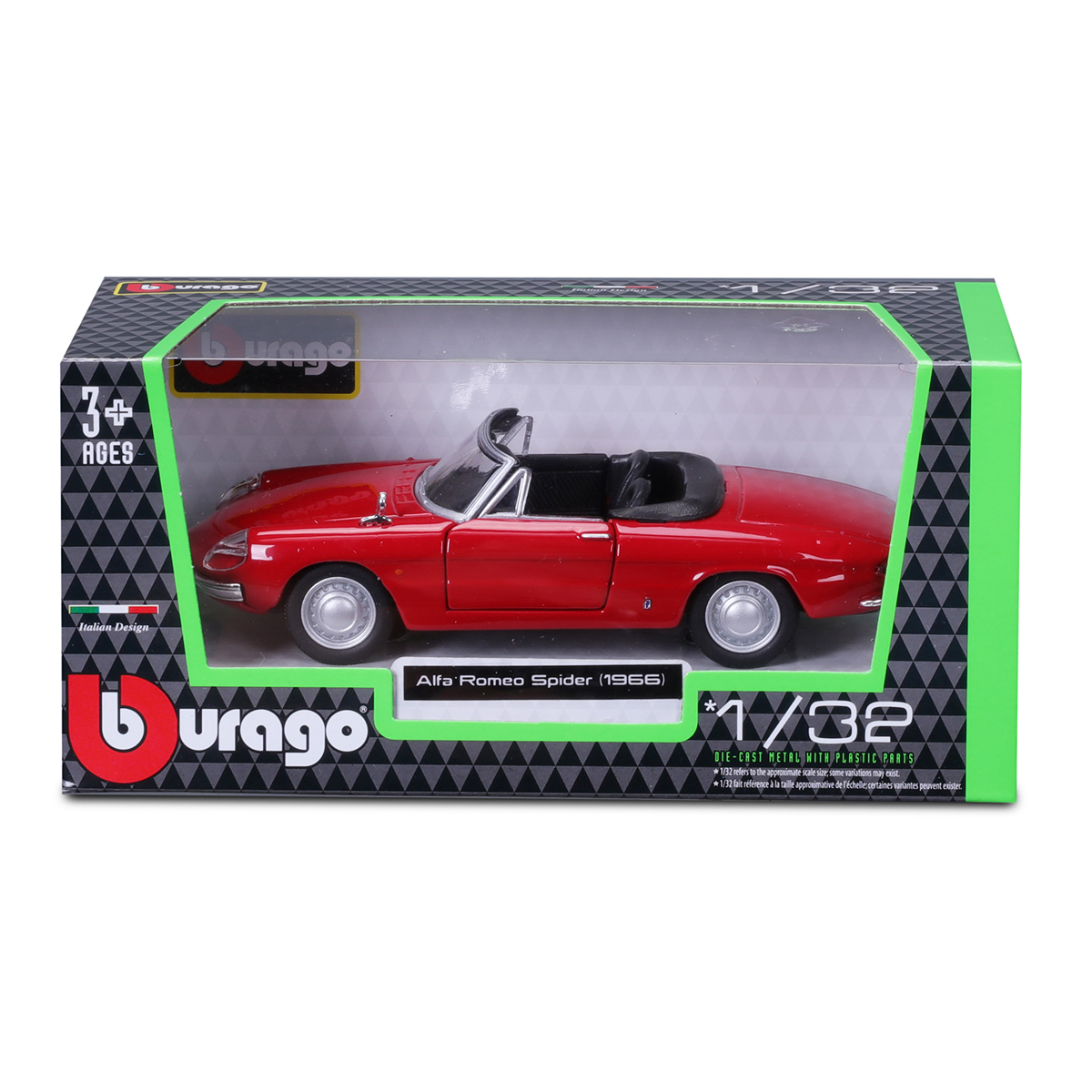 Автомодель Bburago Alfa Romeo Spider 1966 червона 1:32 — превʼю 15