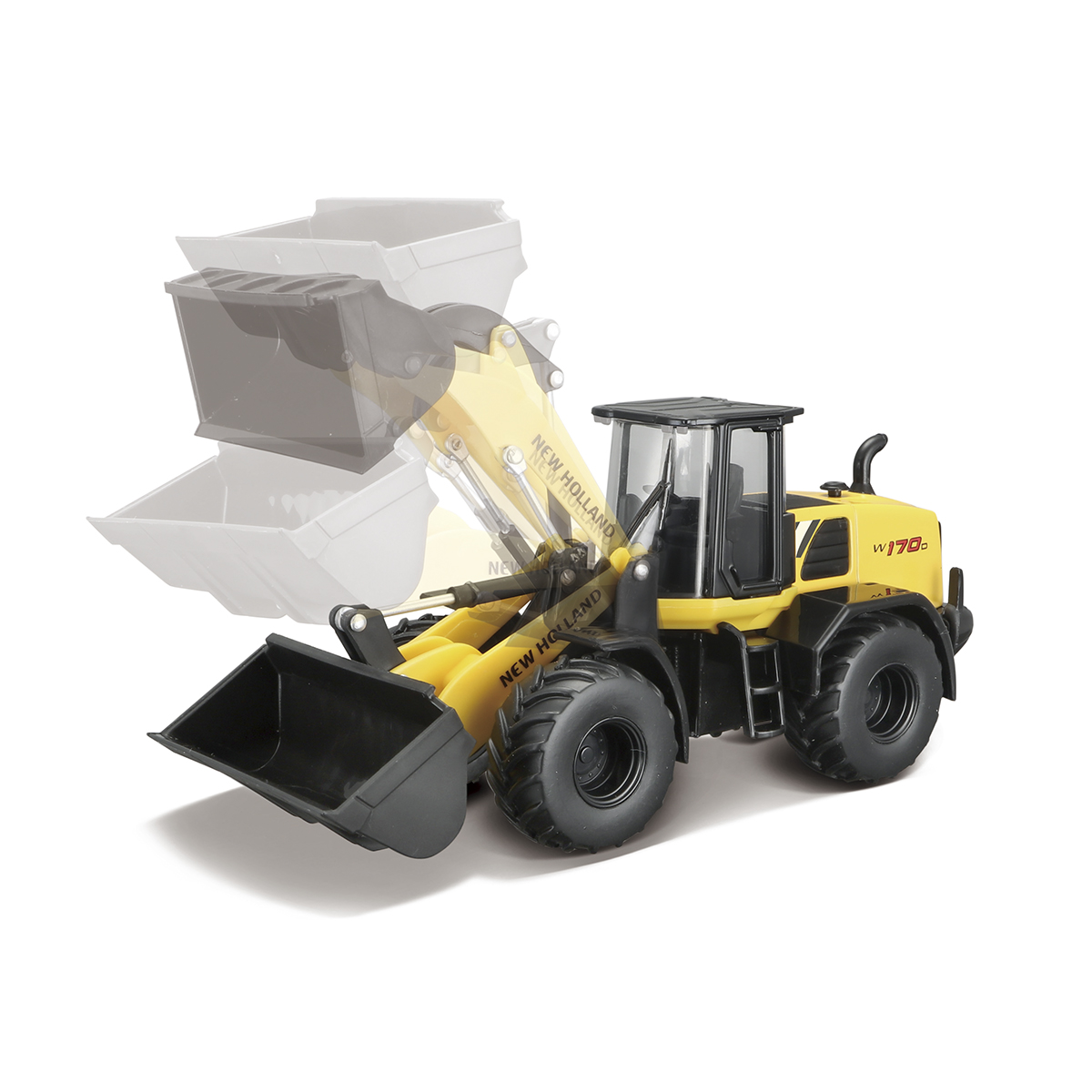 Автомодель Bburago Екскаватор New Holland W170D 1:50 Жовто-чорний — превʼю 5