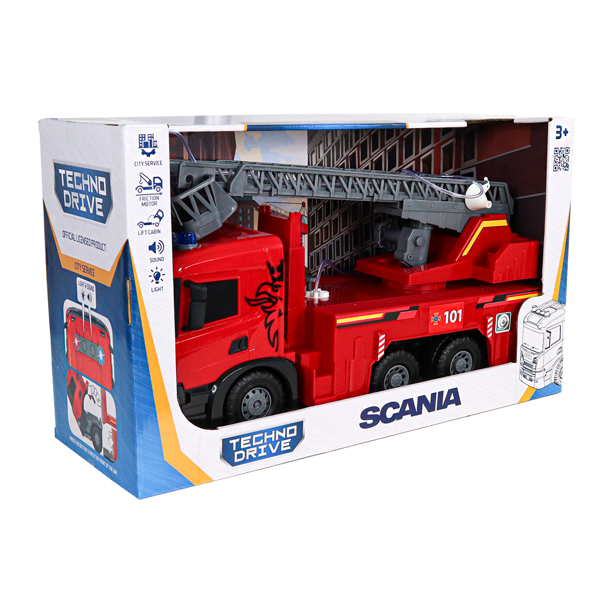 Пожежна машина Techno Drive Super Big Truck Scania 51,5 см зі світлом та звуком — превʼю 19