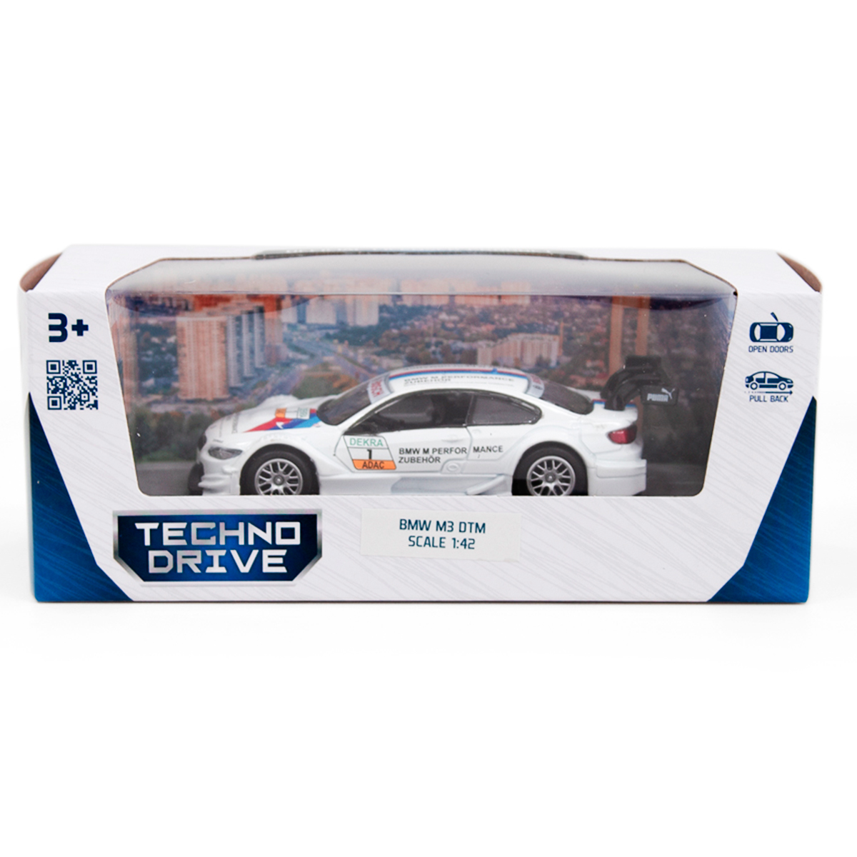 Автомодель BMW M3 DTM TechnoDrive металева з функцією pull-back Біла — превʼю 15