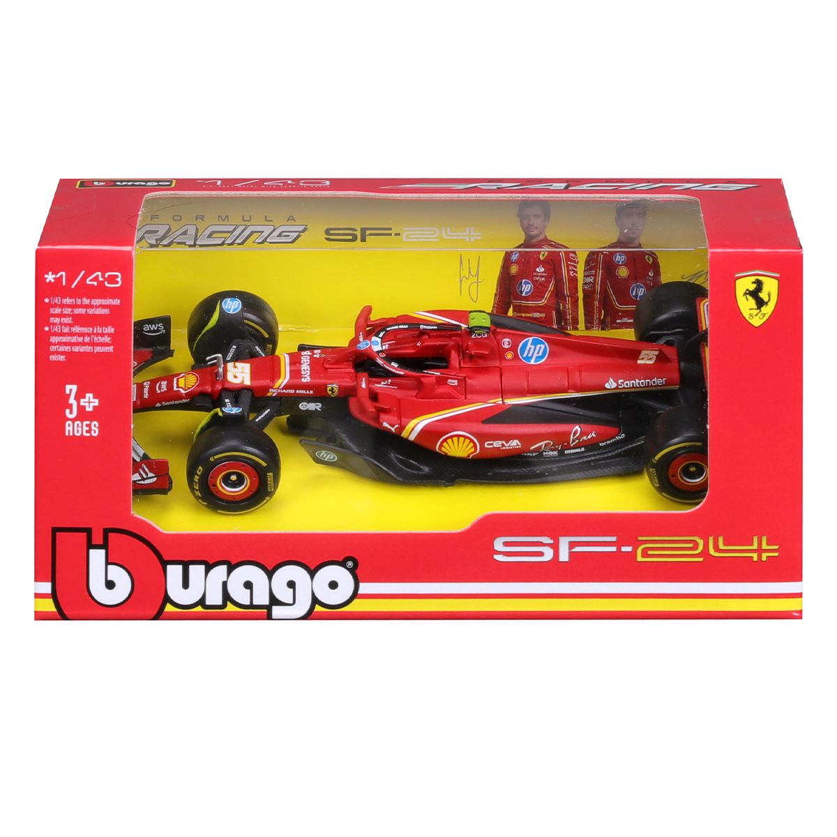 Автомодель Ferrari SF-24 Racing Bburago 1:43 Червона — превʼю 13