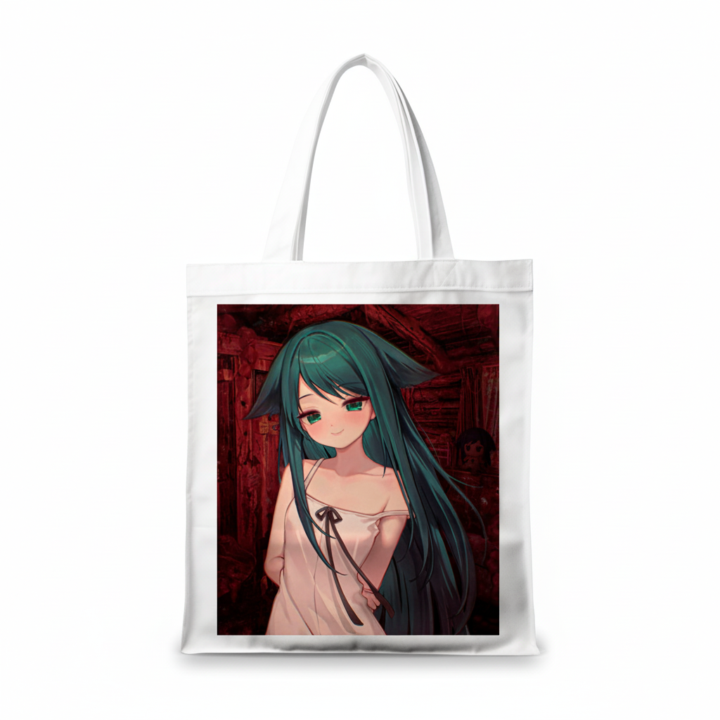 Сумка-шопер Сая но Ута Saya no Uta Сая 39x35 см біла з габардину 26764 — превʼю 2