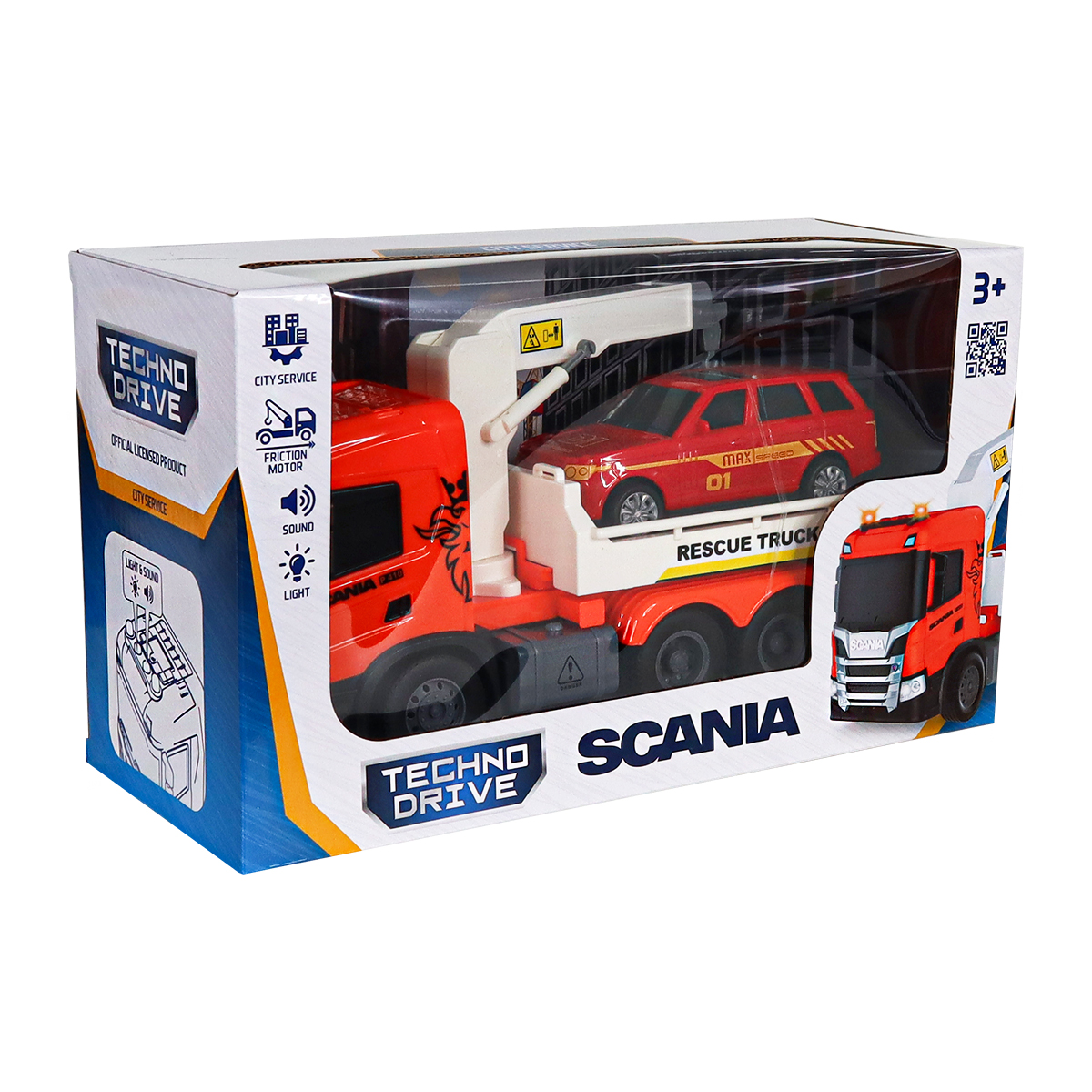 Ігровий набір Евакуатор Scania з машинкою TechnoDrive 25 см зі звуком Чорний — превʼю 19