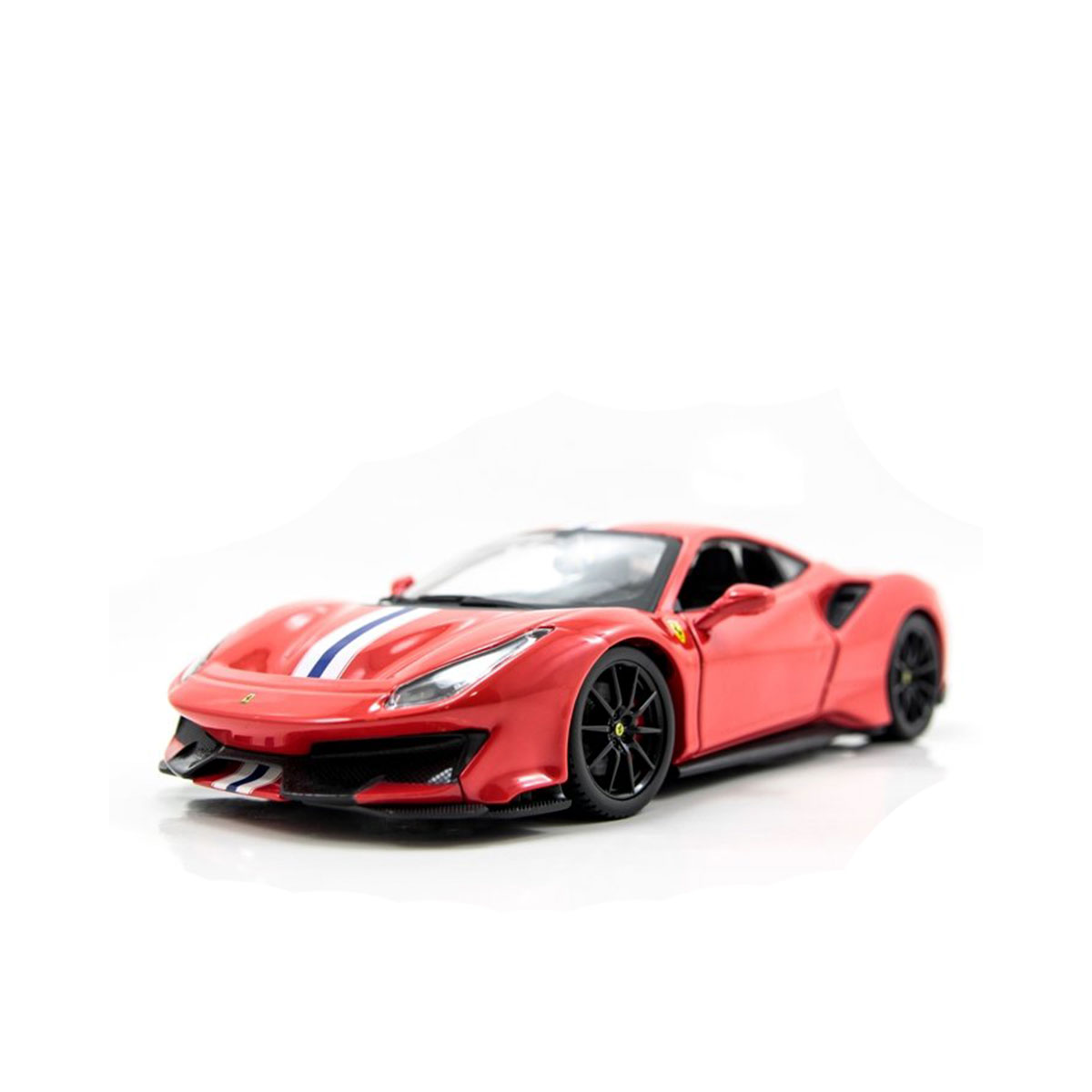 Автомодель Bburago Ferrari 488 Pista 1:24 металева червоно-чорна — превʼю 4