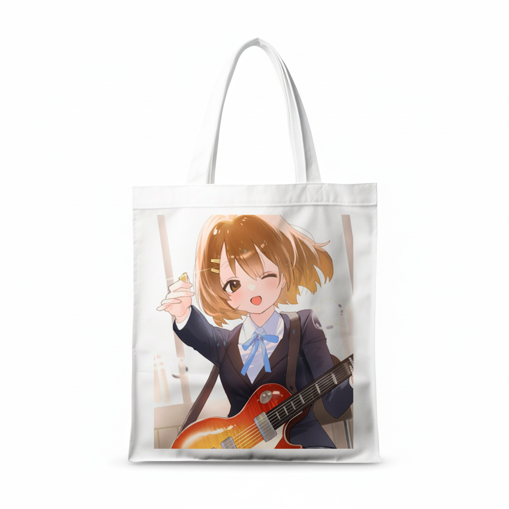 Сумка-шопер К-он! K-On! Юі Хірасава 39x35 см біла з льону 11326 — превʼю 2