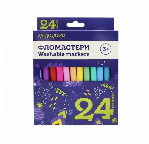 Набір фломастерів Malevaro 24 кольори у коробці — превʼю 2