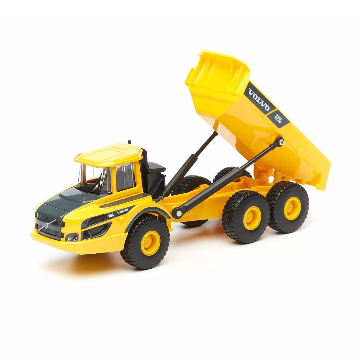 Автомодель Bburago Volvo A25G самоскид 1:50 металева жовто-чорна — превʼю 15