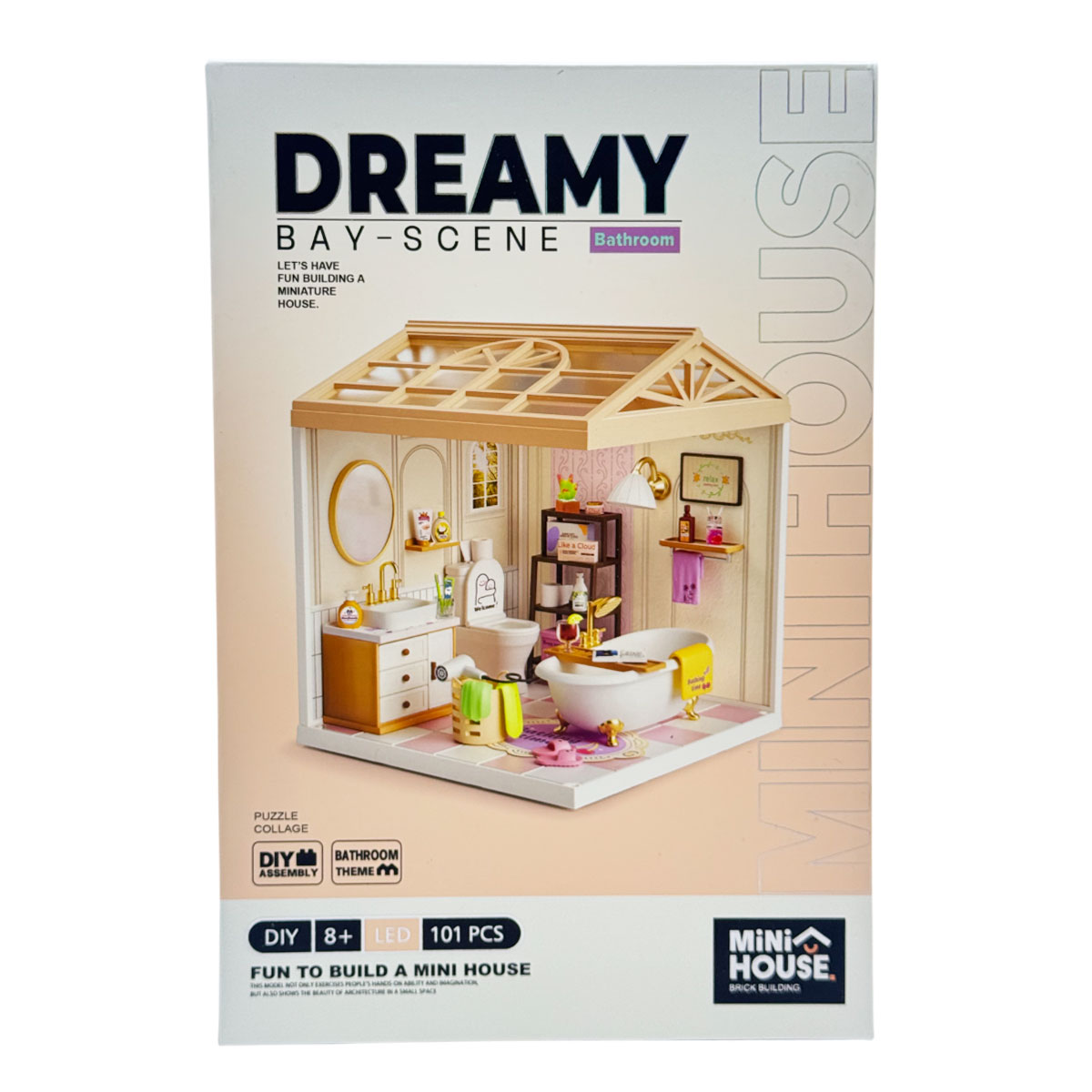 Конструктор-румбокс Mini House Ванна кімната 16,5х16,5х19,5 см з підсвіткою USB — превʼю 1