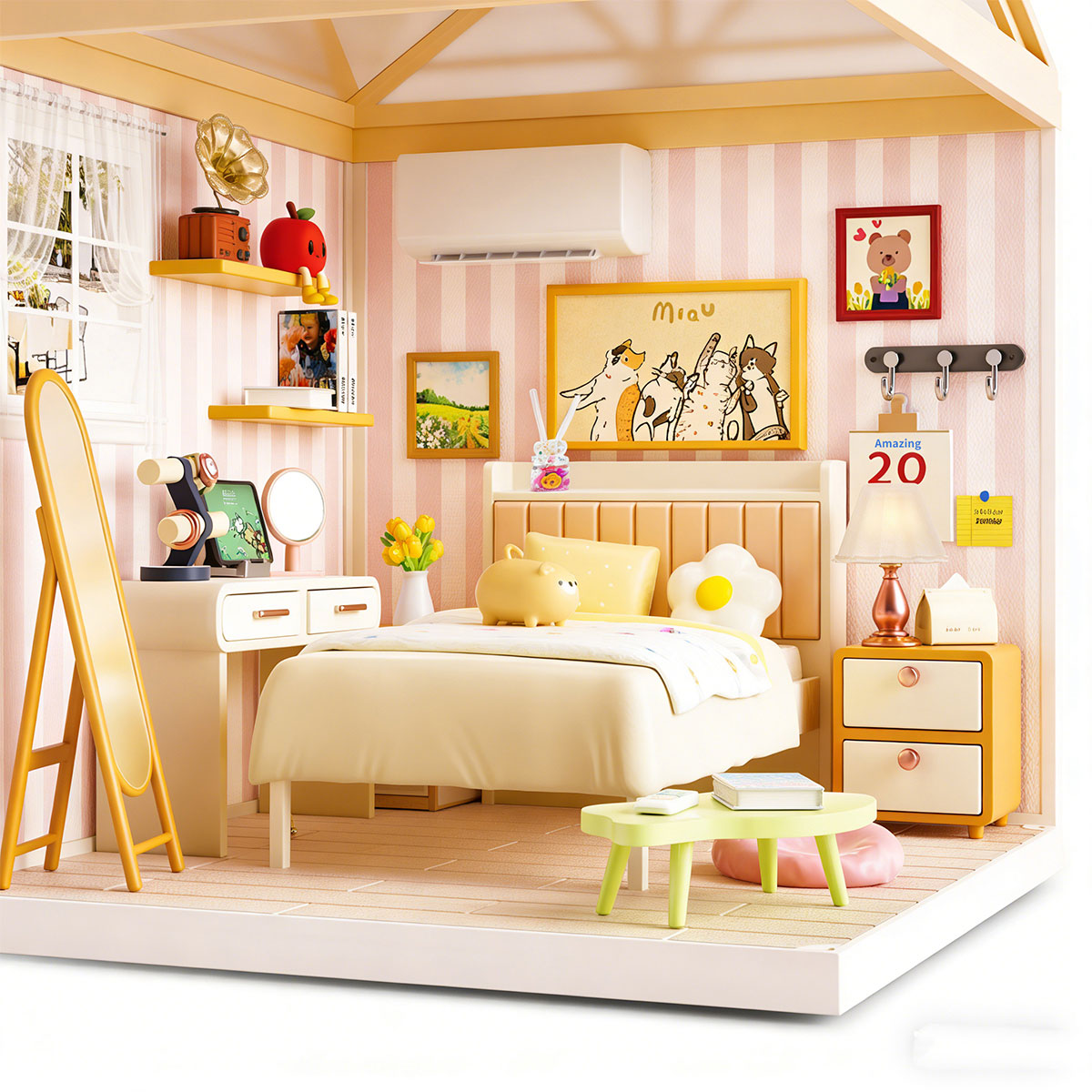 Конструктор-румбокс Mini House Спальня з підсвіткою 17x18x19 см — превʼю 4