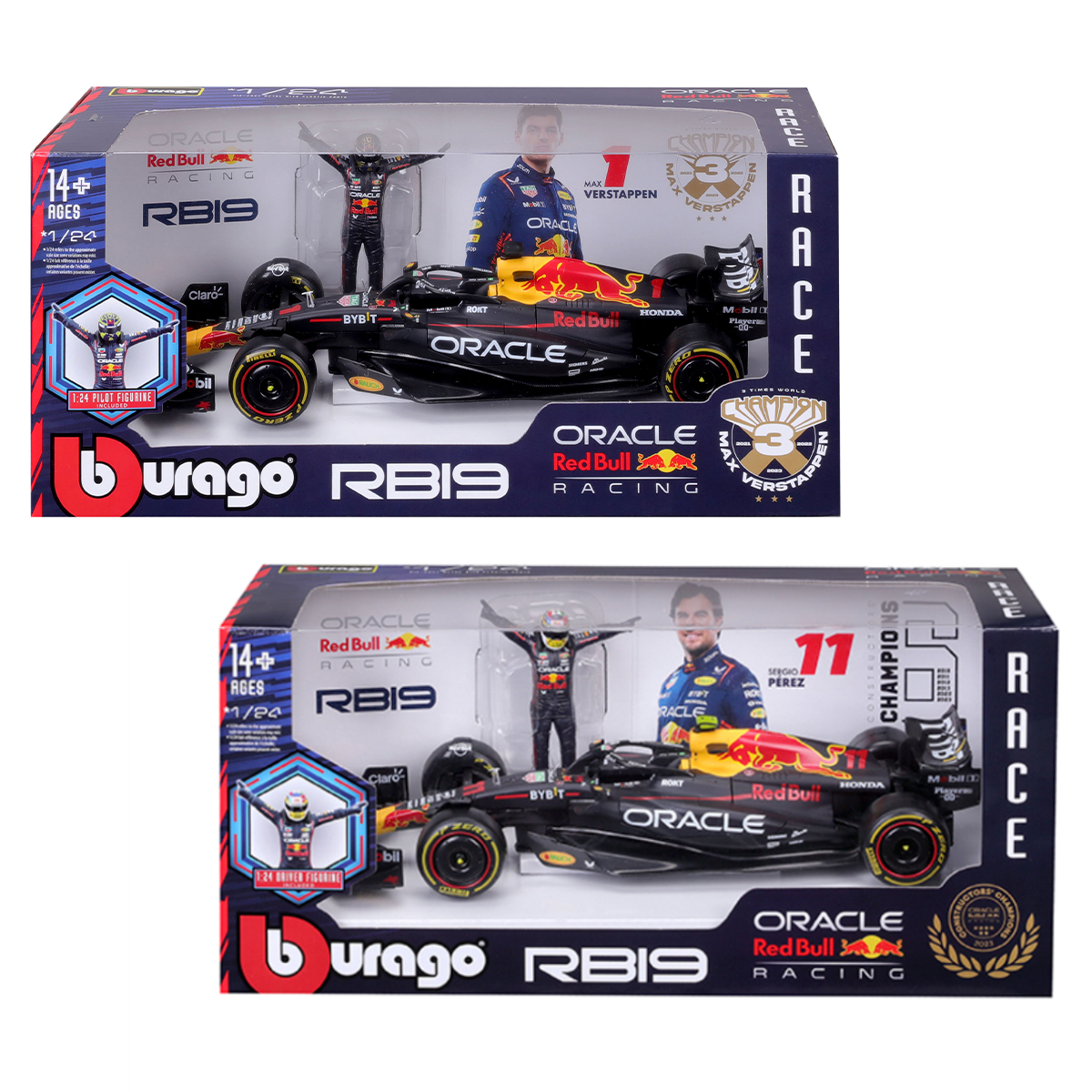 Автомодель Bburago Red Bull Racing RB19 з фігуркою 1:24 Чорна — превʼю 26