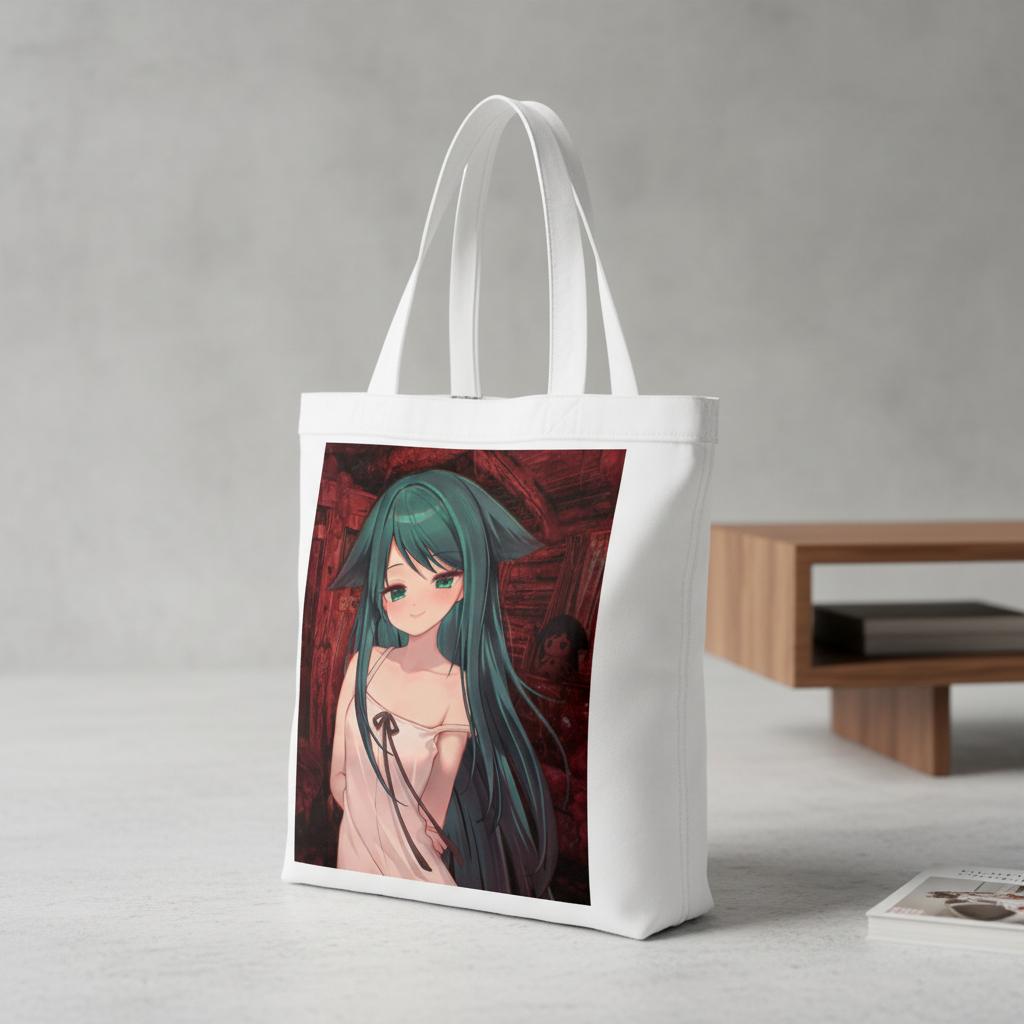 Сумка-шопер Сая но Ута (Saya no Uta) - Сая біла з льону (26766) — превʼю 3