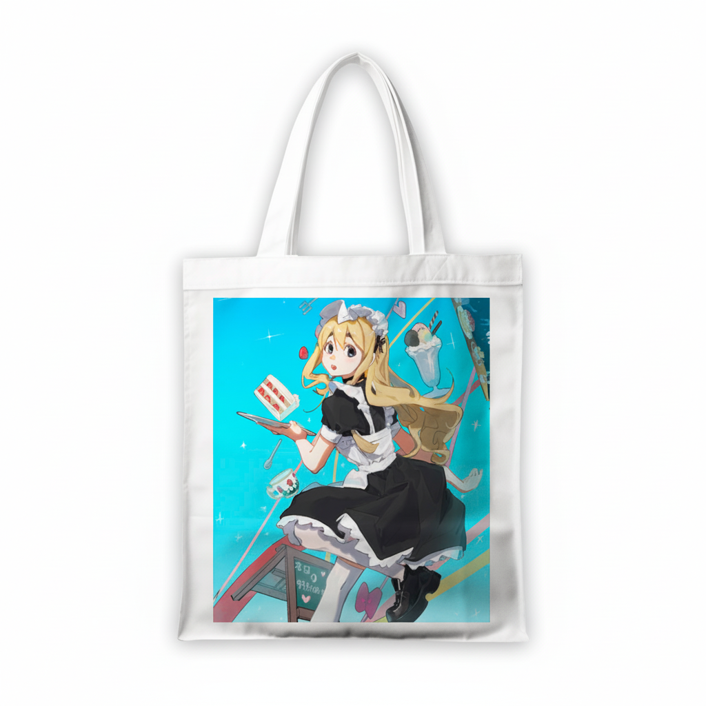 Сумка-шопер К-он! K-On! Цумуґі Котобукі 39x35 см біла з габардину 11341 — превʼю 2
