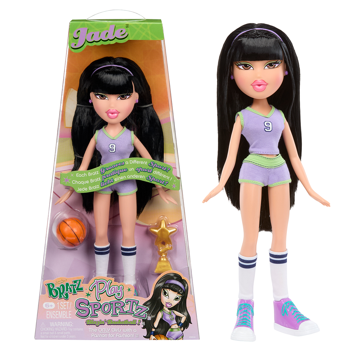 Ігровий набір баскетболістка Джейд Bratz Play Sportz 29 см чорне волосся — превʼю 8