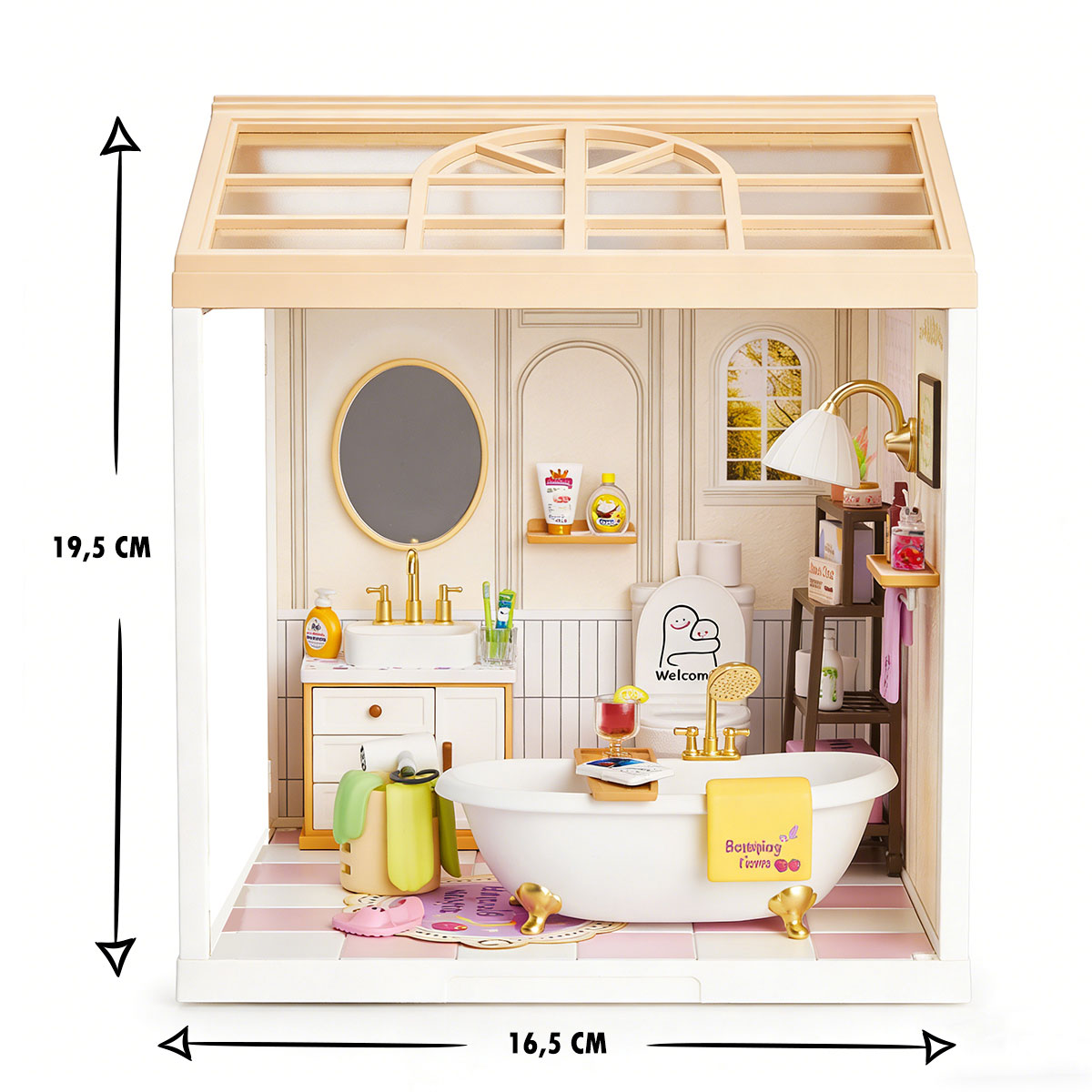 Конструктор-румбокс Mini House Ванна кімната 16,5х16,5х19,5 см з підсвіткою USB — превʼю 3